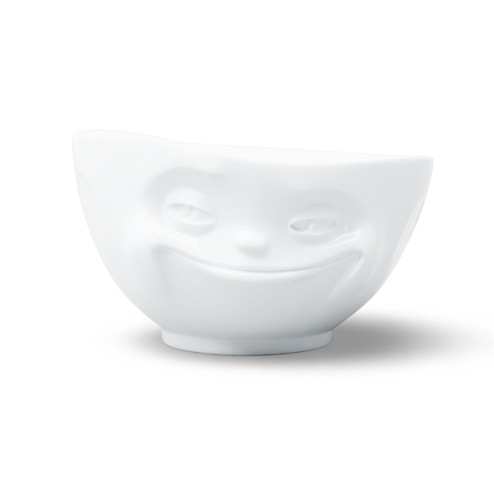 Premium porcelain bowl in white from the porcelain product family of fun dishware by FIFTYEIGHT Products. Offers 16 oz capacity perfect for serving cereal, soup, snacks and much more. Dishwasher and microwave safe bowl featuring a sculpted ‘grinning’ facial expression.Shipped in exclusively designed gift box.