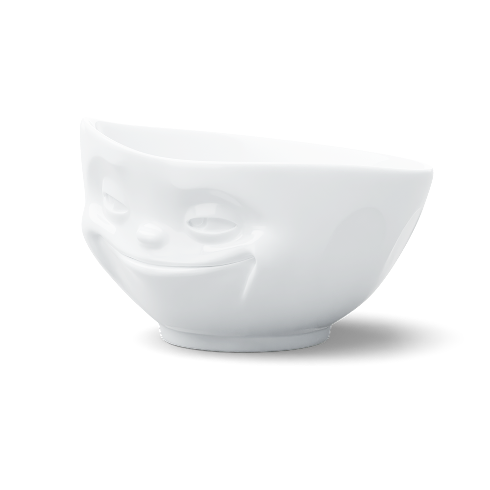 Premium porcelain bowl in white from the porcelain product family of fun dishware by FIFTYEIGHT Products. Offers 16 oz capacity perfect for serving cereal, soup, snacks and much more. Dishwasher and microwave safe bowl featuring a sculpted ‘grinning’ facial expression.Shipped in exclusively designed gift box.