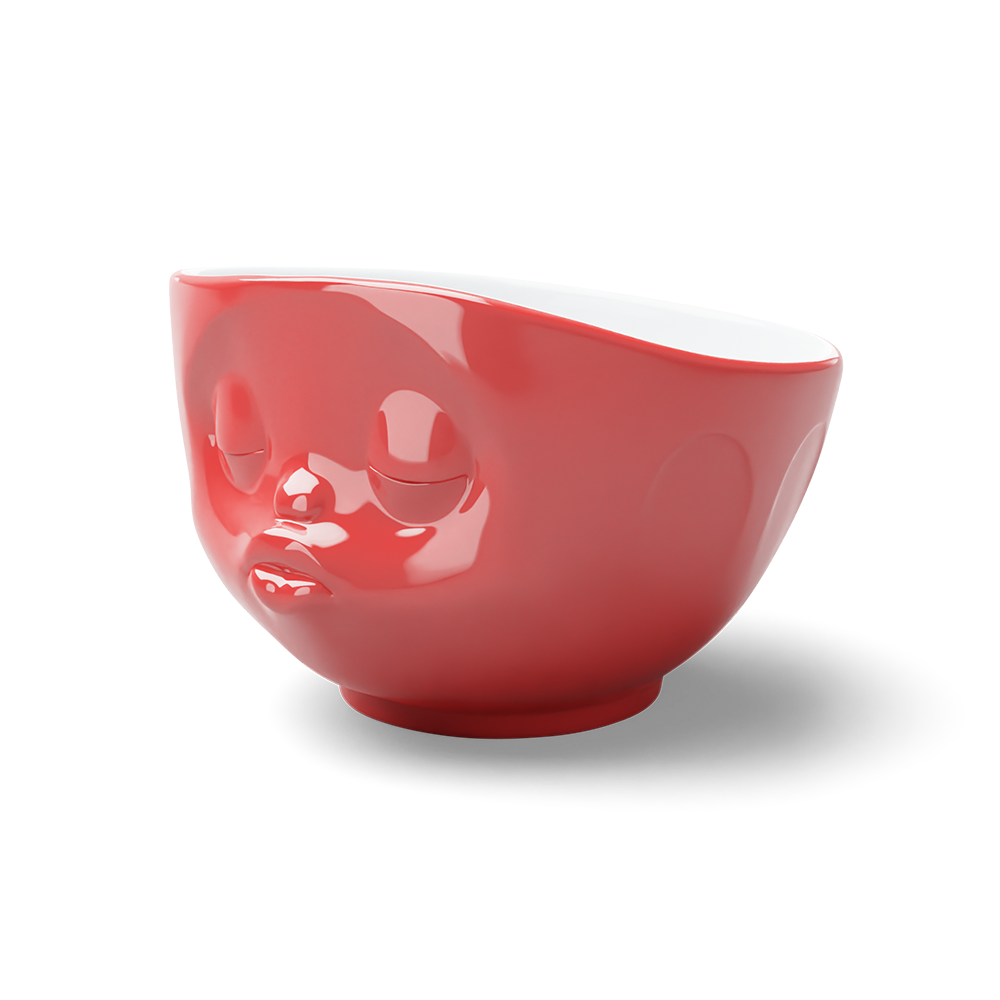 Premium porcelain bowl in red from the porcelain product family of fun dishware by FIFTYEIGHT Products. Offers 16 oz capacity perfect for serving cereal, soup, snacks and much more. Dishwasher and microwave safe bowl featuring a sculpted ‘kissing’ facial expression. Shipped in exclusively designed gift box.