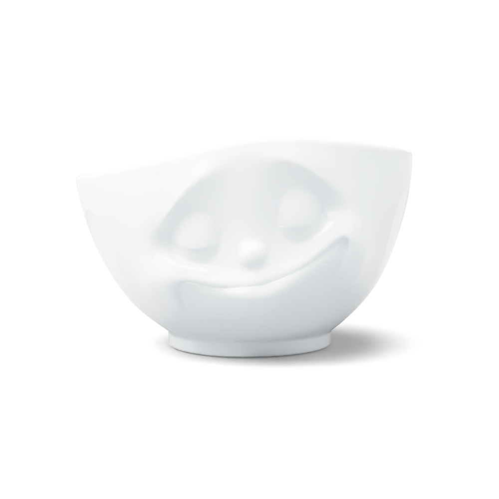Premium porcelain bowl in white from the porcelain product family of fun dishware by FIFTYEIGHT Products. Offers 16 oz capacity perfect for serving cereal, soup, snacks and much more. Dishwasher and microwave safe bowl featuring a sculpted ‘happy’ facial expression. Shipped in exclusively designed gift box.