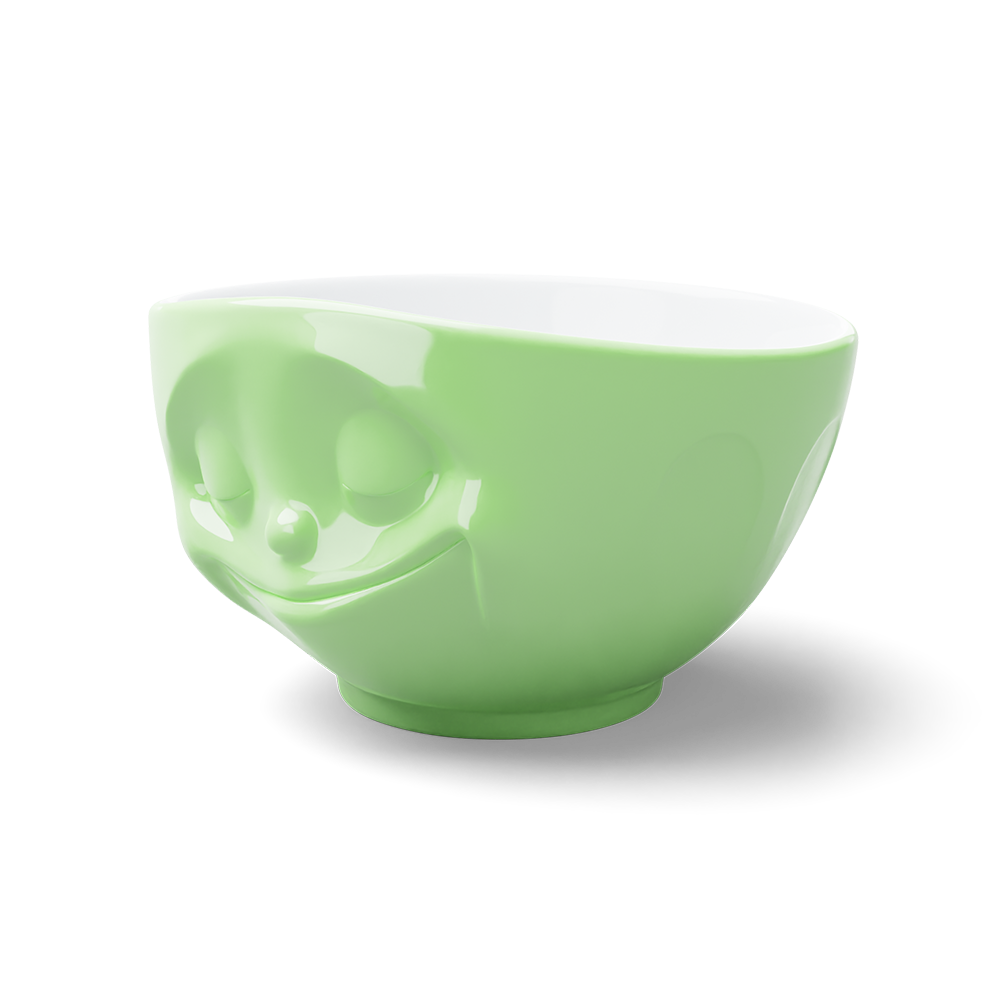 Premium porcelain bowl in light green from the porcelain product family of fun dishware by FIFTYEIGHT Products. Offers 16 oz capacity perfect for serving cereal, soup, snacks and much more. Dishwasher and microwave safe bowl featuring a sculpted ‘happy’ facial expression. Shipped in exclusively designed gift box.