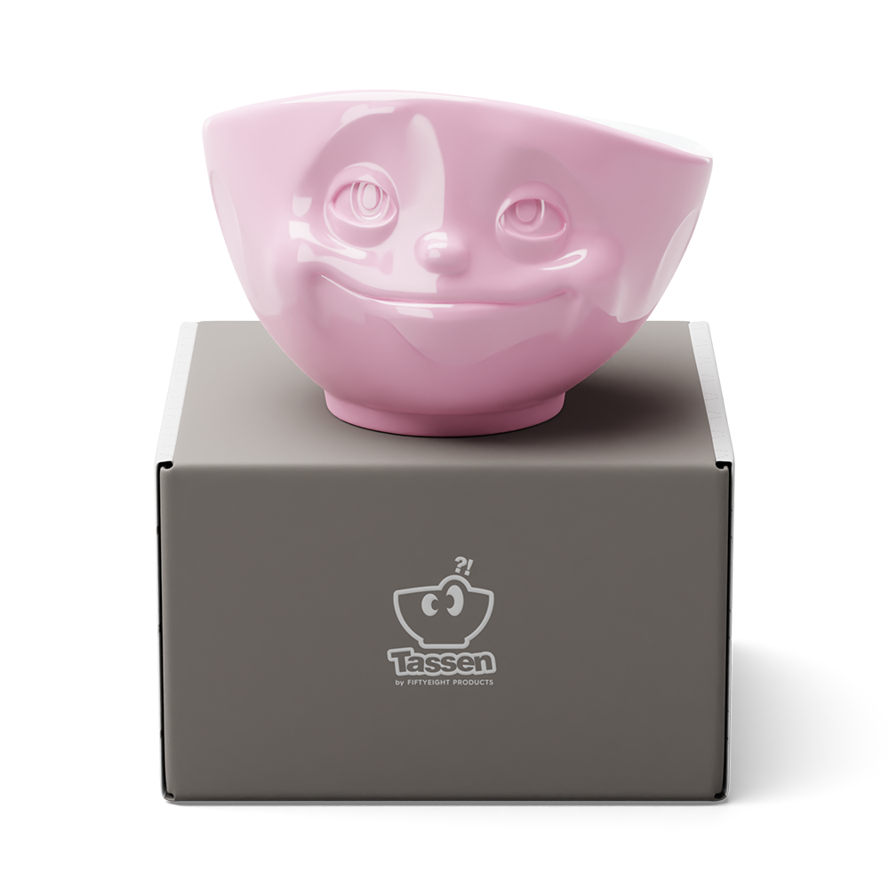 Premium porcelain bowl in pink from the porcelain product family of fun dishware by FIFTYEIGHT Products. Offers 16 oz capacity perfect for serving cereal, soup, snacks and much more. Dishwasher and microwave safe bowl featuring a sculpted ‘dreamy’ facial expression. Shipped in exclusively designed gift box.