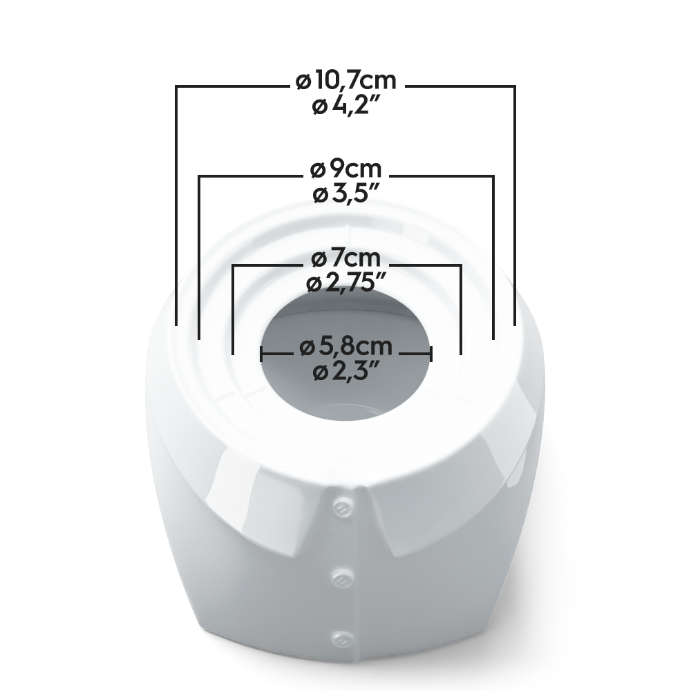 FIFTYEIGHT Products Food Warmer CHIC in white porcelain. Minimalist design with tea light holder base, fits 500ml bowls on top. Premium German porcelain warmer for keeping food warm at table. Made in Germany, dishwasher-safe.