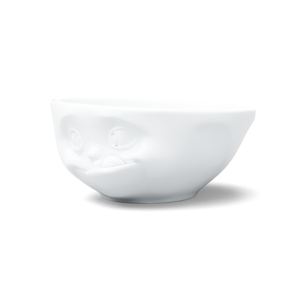Premium porcelain bowl in white from the porcelain product family of fun dishware by FIFTYEIGHT Products. Offers 11 oz capacity perfect for serving ice cream to tapas, nuts and hearty dips. Dishwasher and microwave safe bowl featuring a sculpted ‘tasty’ facial expression. Shipped in exclusively designed gift box.