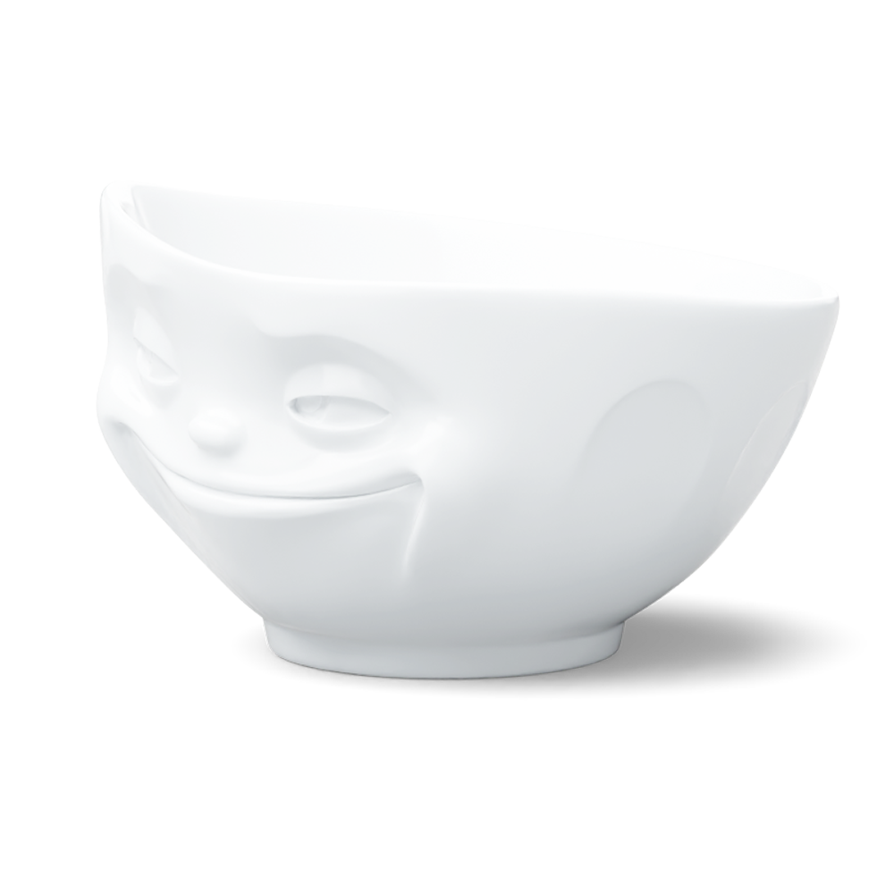Premium extra large porcelain bowl in white from the porcelain product family of fun dishware by FIFTYEIGHT Products. Offers 33 oz capacity perfect for serving noodle soup, salads and much more. Dishwasher and microwave safe bowl featuring a sculpted ‘grinning’ facial expression. Shipped in exclusively designed gift box.