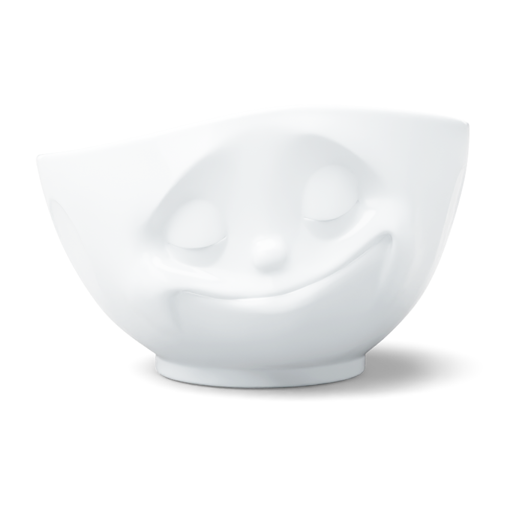Premium extra large porcelain bowl in white from the porcelain product family of fun dishware by FIFTYEIGHT Products. Offers 33 oz capacity perfect for serving noodle soup, salads and much more. Dishwasher and microwave safe bowl featuring a sculpted ‘happy’ facial expression. Shipped in exclusively designed gift box.