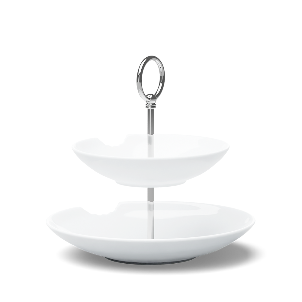 The two-Tiered Serving Platter brings tons of fun to the table. Features two deep plates with fun bite marks mounted on a pole. Perfect for building a grand seafood tower! From the porcelain product family of fun dishware by FIFTYEIGHT Products. Made in Germany according to environmental standards.