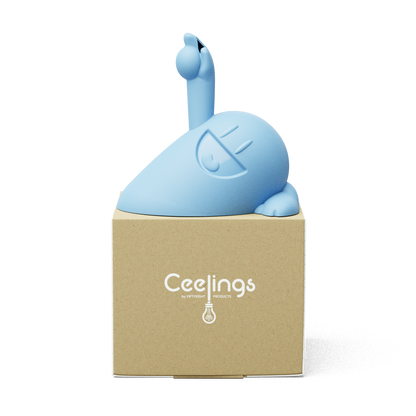 CEELINGS canopy for light fixture with fun Happy Hermann design in pastel blue. Home style for the ceiling. 100% Made in Germany by FIFTYEIGHT PRODUCTS according to social and environmental guidelines. Crafted from premium ABS plastic, includes assembly parts.