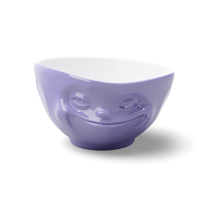 Premium porcelain bowl in purple from the porcelain product family of fun dishware by FIFTYEIGHT Products. Offers 16 oz capacity perfect for serving cereal, soup, snacks and much more. Dishwasher and microwave safe bowl featuring a sculpted ‘grinning’ facial expression. Shipped in exclusively designed gift box.