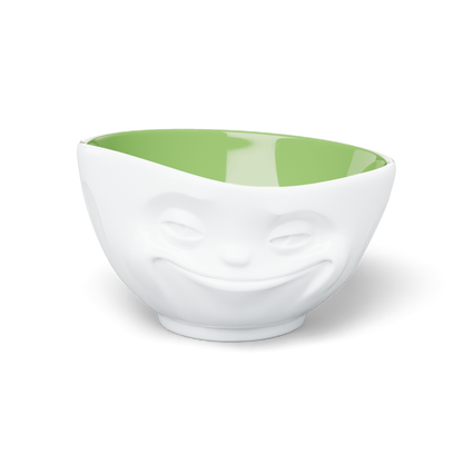 Premium porcelain bowl in white with pistachio color inside from the porcelain product family by FIFTYEIGHT Products. Offers 16 oz capacity perfect for serving cereal, soup, snacks and much more. Dishwasher and microwave safe bowl featuring a sculpted ‘grinning’ facial expression. Shipped in exclusively designed gift box.