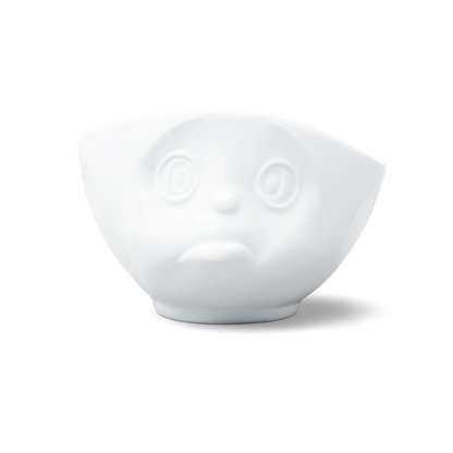 Premium porcelain bowl in white from the porcelain product family of fun dishware by FIFTYEIGHT Products. Offers 16 oz capacity perfect for serving cereal, soup, snacks and much more. Dishwasher and microwave safe bowl featuring a sculpted ‘sulking’ facial expression. Shipped in exclusively designed gift box.