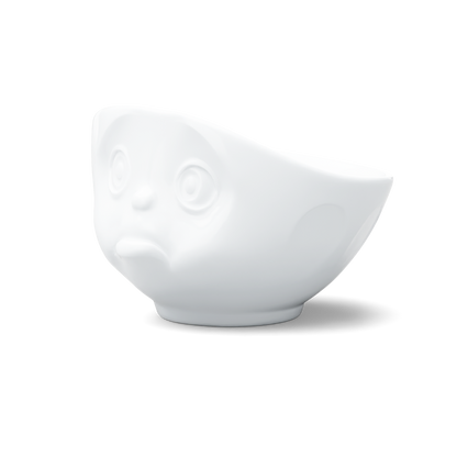 Premium porcelain bowl in white from the porcelain product family of fun dishware by FIFTYEIGHT Products. Offers 16 oz capacity perfect for serving cereal, soup, snacks and much more. Dishwasher and microwave safe bowl featuring a sculpted ‘sulking’ facial expression. Shipped in exclusively designed gift box.