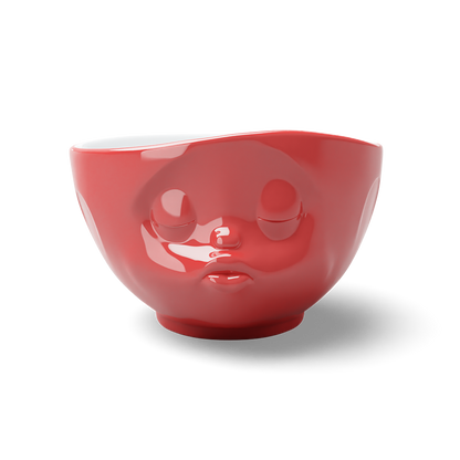 Premium porcelain bowl in red from the porcelain product family of fun dishware by FIFTYEIGHT Products. Offers 16 oz capacity perfect for serving cereal, soup, snacks and much more. Dishwasher and microwave safe bowl featuring a sculpted ‘kissing’ facial expression. Shipped in exclusively designed gift box.