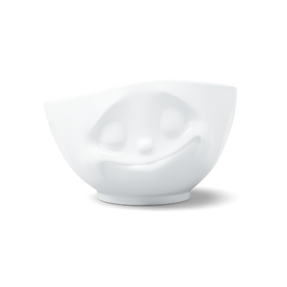 Premium porcelain bowl in white from the porcelain product family of fun dishware by FIFTYEIGHT Products. Offers 16 oz capacity perfect for serving cereal, soup, snacks and much more. Dishwasher and microwave safe bowl featuring a sculpted ‘happy’ facial expression. Shipped in exclusively designed gift box.