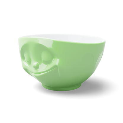 Premium porcelain bowl in light green from the porcelain product family of fun dishware by FIFTYEIGHT Products. Offers 16 oz capacity perfect for serving cereal, soup, snacks and much more. Dishwasher and microwave safe bowl featuring a sculpted ‘happy’ facial expression. Shipped in exclusively designed gift box.