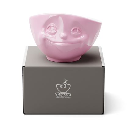 Premium porcelain bowl in pink from the porcelain product family of fun dishware by FIFTYEIGHT Products. Offers 16 oz capacity perfect for serving cereal, soup, snacks and much more. Dishwasher and microwave safe bowl featuring a sculpted ‘dreamy’ facial expression. Shipped in exclusively designed gift box.