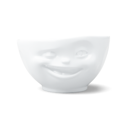Premium porcelain bowl in white from the porcelain product family of fun dishware by FIFTYEIGHT Products. Offers 16 oz capacity perfect for serving cereal, soup, snacks and much more. Dishwasher and microwave safe bowl featuring a sculpted ‘winking’ facial expression. Shipped in exclusively designed gift box.