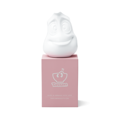 Premium porcelain creamer jug in white features a 'jolly' facial expression at 11 oz capacity. Serves milk, creamer, dressing, salsa, gazpacho, gravy, sauces and more. Detailed facial expression jug from the porcelain product family of fun dishware by FIFTYEIGHT Products. Shipped in exclusively designed gift box.