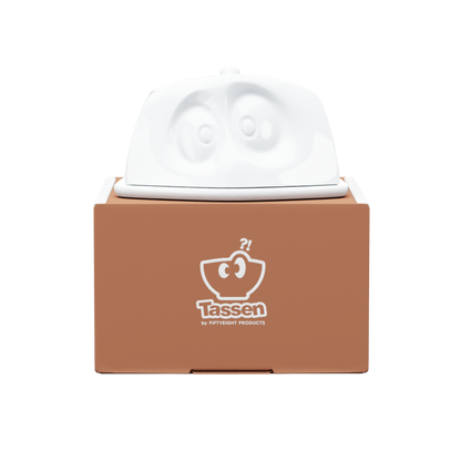 The butter dish is finally available in the US! Features a top tall enough to fit a large block of butter. From the porcelain product family of fun dishware by FIFTYEIGHT Products. Made in Germany according to environmental standards.