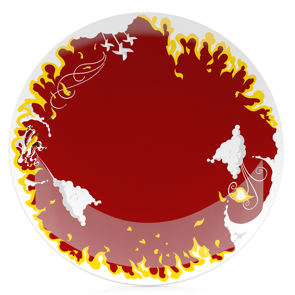 Dinner Plate 'Hot' Design, 11 Inch Diameter (Single Plate)