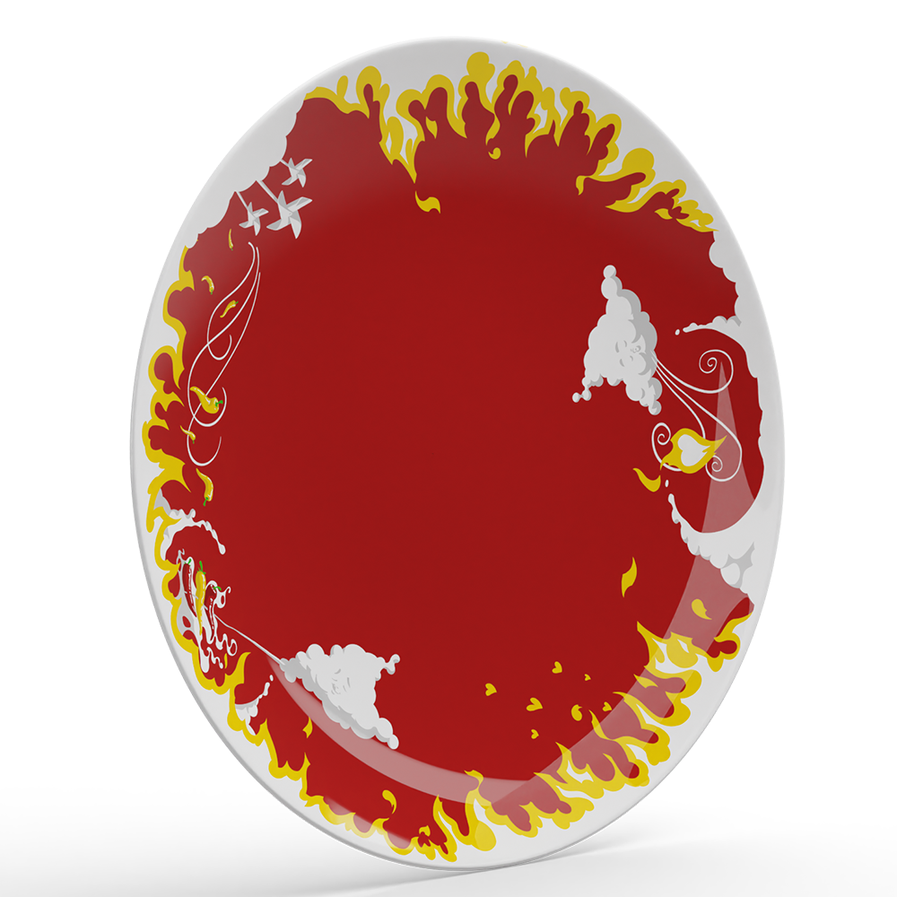 Dinner Plate 'Hot' Design, 11 Inch Diameter (Single Plate)