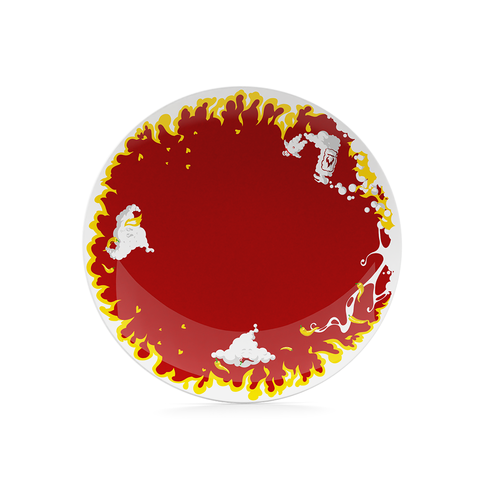 Dessert Plate 'Hot' Design, 7.8 Inch Diameter (Single Plate)