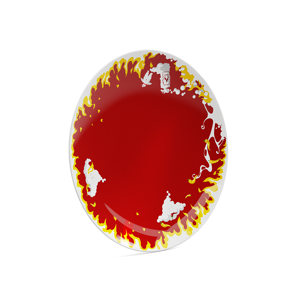 Dessert Plate 'Hot' Design, 7.8 Inch Diameter (Single Plate)