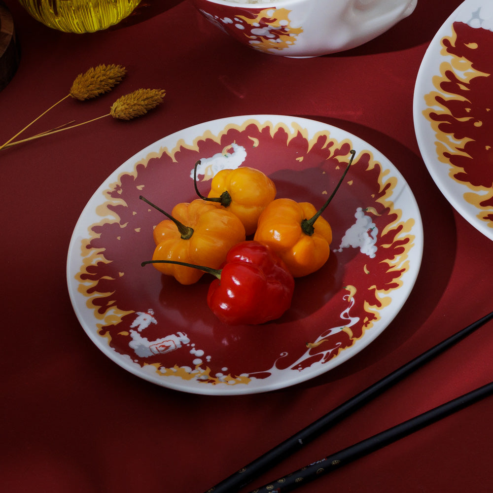 Dessert Plate 'Hot' Design, 7.8 Inch Diameter (Single Plate)