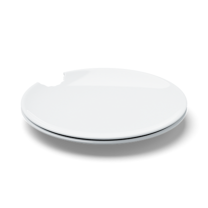 Set of two premium porcelain dessert plates in white with a 'bite mark' cutout at the edge. Dishwasher and microwave safe plate with a 7.8 inch diameter. From the porcelain product family of fun dishware by FIFTYEIGHT Products. Made in Germany according to environmental standards.