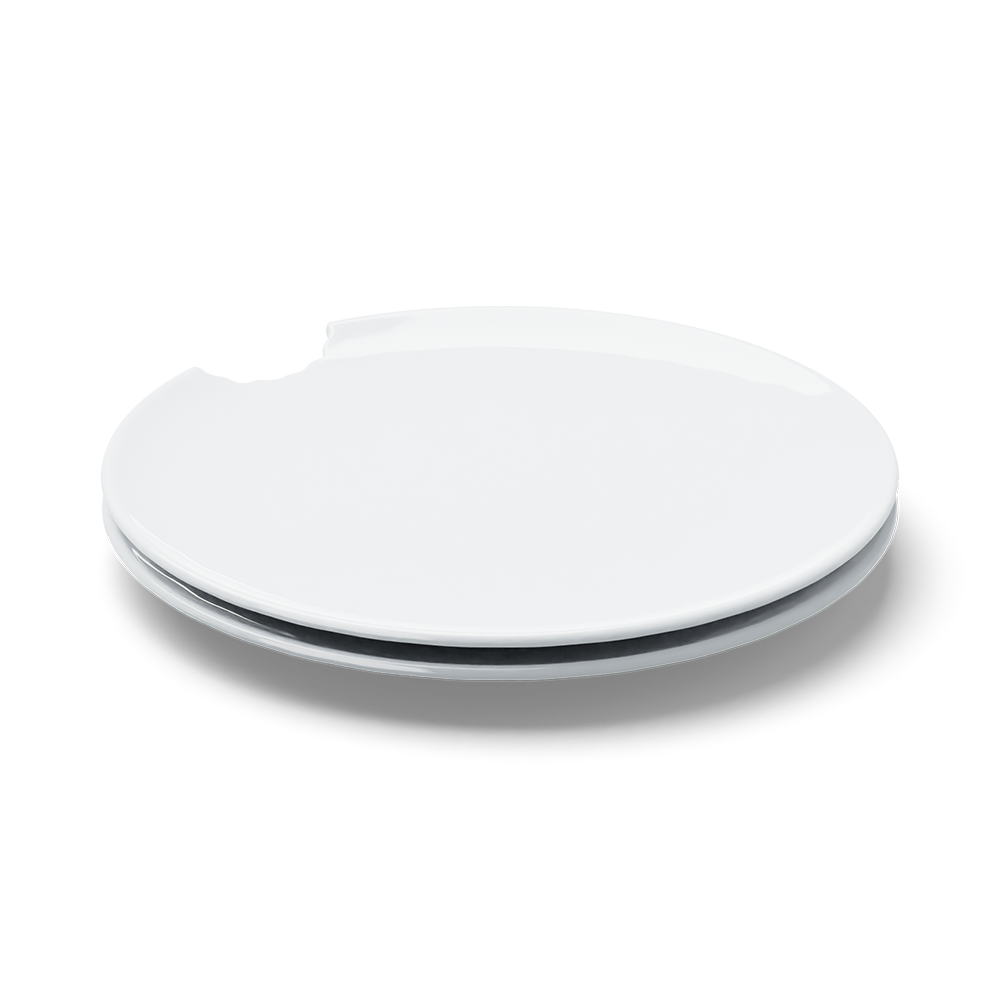 Set of two premium tiny porcelain plates in white with a 'bite mark' cutout at the edge. Dishwasher and microwave safe plate with a 5.9 inch diameter. From the TASSEN product family of fun dishware by FIFTYEIGHT Products. Made in Germany according to environmental standards.