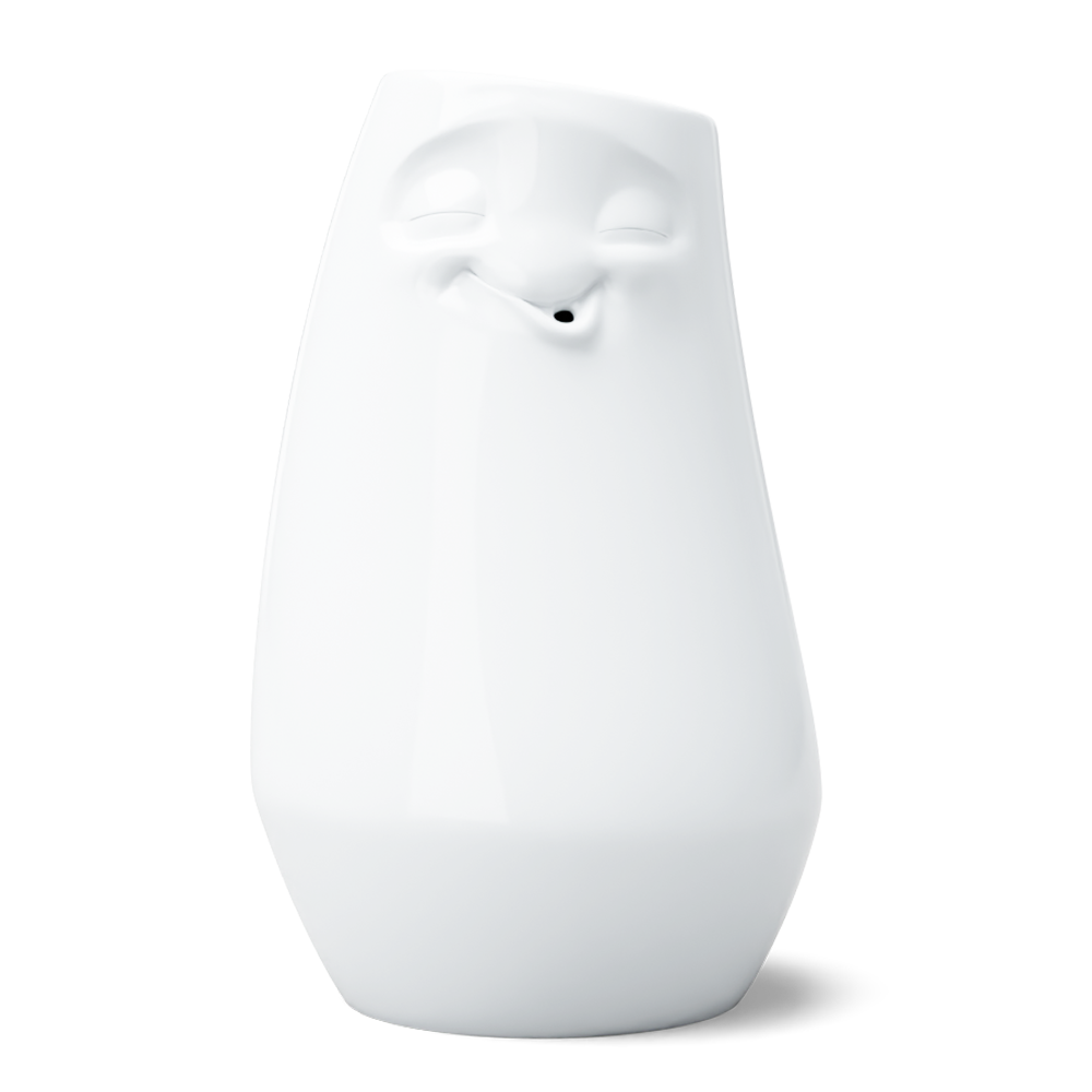 Exclusive designer flower vase made from premium porcelain with a 'laid back' facial expression. Stands at 9 inches tall on a footed base. From the porcelain product family of fun dishware by FIFTYEIGHT Products. Made in Germany according to environmental standards.
