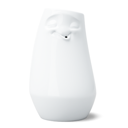 Exclusive designer flower vase made from premium porcelain with a 'laid back' facial expression. Stands at 9 inches tall on a footed base. From the porcelain product family of fun dishware by FIFTYEIGHT Products. Made in Germany according to environmental standards.