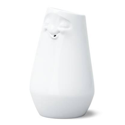 Exclusive designer flower vase made from premium porcelain with a 'laid back' facial expression. Stands at 9 inches tall on a footed base. From the porcelain product family of fun dishware by FIFTYEIGHT Products. Made in Germany according to environmental standards.