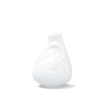 Exclusive designer flower vase made from premium porcelain with a 'cute' facial expression. Stands at 3.9 inches tall on a footed base. From the porcelain product family of fun dishware by FIFTYEIGHT Products. Made in Germany according to environmental standards.