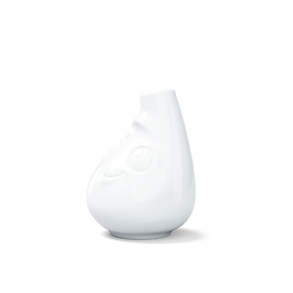 Exclusive designer flower vase made from premium porcelain with a 'cute' facial expression. Stands at 3.9 inches tall on a footed base. From the porcelain product family of fun dishware by FIFTYEIGHT Products. Made in Germany according to environmental standards.