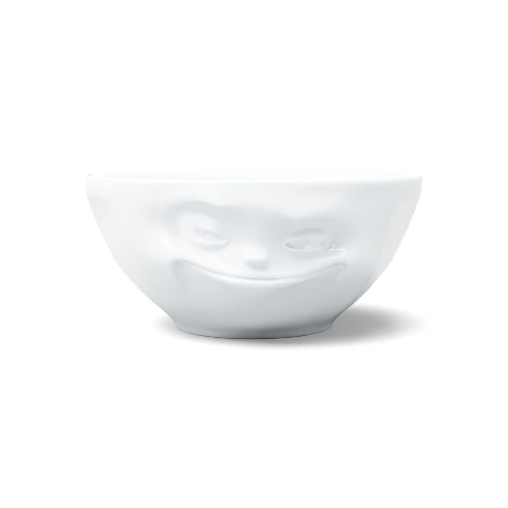 Premium porcelain bowl in white from the porcelain product family of fun dishware by FIFTYEIGHT Products. Offers 11 oz capacity perfect for serving ice cream to tapas, nuts and hearty dips. Dishwasher and microwave safe bowl featuring a sculpted ‘grinning’ facial expression. Shipped in exclusively designed gift box.