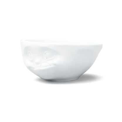 Premium porcelain bowl in white from the porcelain product family of fun dishware by FIFTYEIGHT Products. Offers 11 oz capacity perfect for serving ice cream to tapas, nuts and hearty dips. Dishwasher and microwave safe bowl featuring a sculpted ‘tasty’ facial expression. Shipped in exclusively designed gift box.