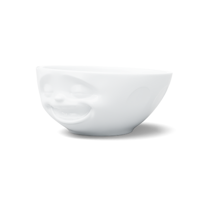 Premium porcelain bowl in white from the porcelain product family of fun dishware by FIFTYEIGHT Products. Offers 11 oz capacity perfect for serving ice cream to tapas, nuts and hearty dips. Dishwasher and microwave safe bowl featuring a sculpted ‘laughing’ facial expression. Shipped in exclusively designed gift box.