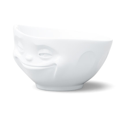 Premium extra large porcelain bowl in white from the porcelain product family of fun dishware by FIFTYEIGHT Products. Offers 33 oz capacity perfect for serving noodle soup, salads and much more. Dishwasher and microwave safe bowl featuring a sculpted ‘grinning’ facial expression. Shipped in exclusively designed gift box.