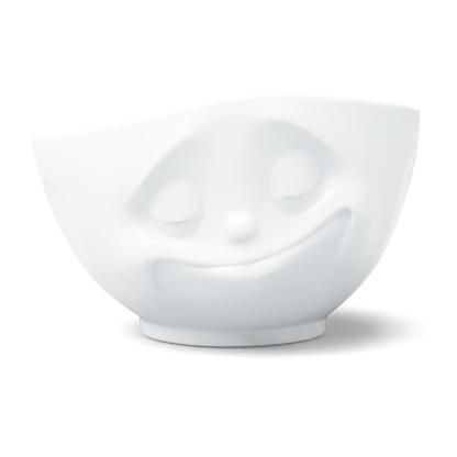 Premium extra large porcelain bowl in white from the porcelain product family of fun dishware by FIFTYEIGHT Products. Offers 33 oz capacity perfect for serving noodle soup, salads and much more. Dishwasher and microwave safe bowl featuring a sculpted ‘happy’ facial expression. Shipped in exclusively designed gift box.