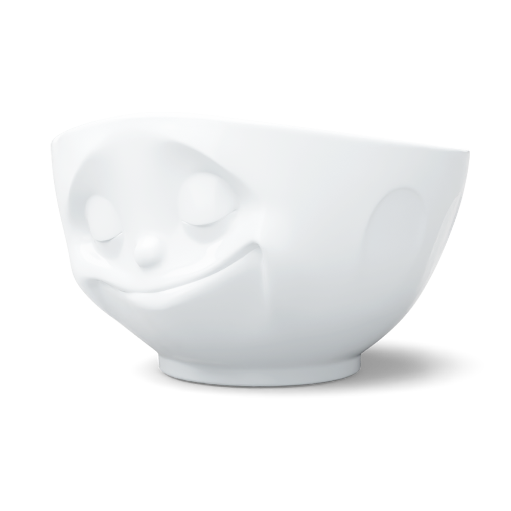 Premium extra large porcelain bowl in white from the porcelain product family of fun dishware by FIFTYEIGHT Products. Offers 33 oz capacity perfect for serving noodle soup, salads and much more. Dishwasher and microwave safe bowl featuring a sculpted ‘happy’ facial expression. Shipped in exclusively designed gift box.