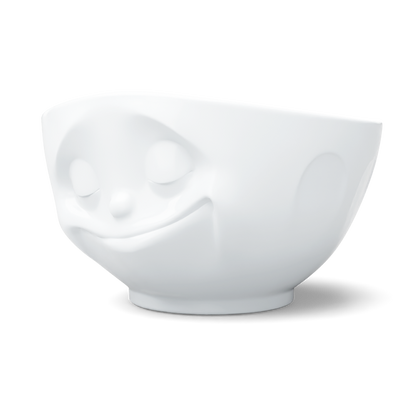 Premium extra large porcelain bowl in white from the porcelain product family of fun dishware by FIFTYEIGHT Products. Offers 33 oz capacity perfect for serving noodle soup, salads and much more. Dishwasher and microwave safe bowl featuring a sculpted ‘happy’ facial expression. Shipped in exclusively designed gift box.