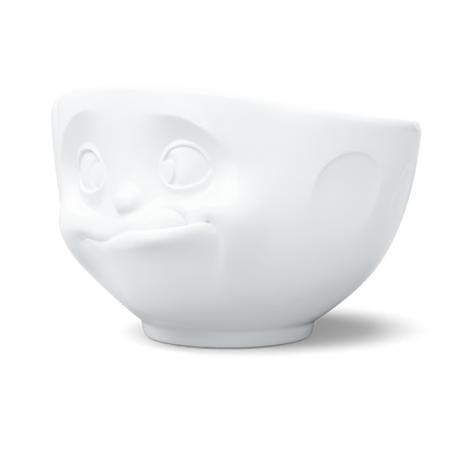Premium extra large porcelain bowl in white from the porcelain product family of fun dishware by FIFTYEIGHT Products. Offers 33 oz capacity perfect for serving noodle soup, salads and much more. Dishwasher and microwave safe bowl featuring a sculpted ‘tasty’ facial expression. Shipped in exclusively designed gift box.