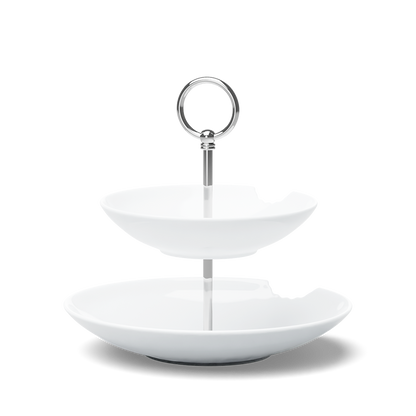 The two-Tiered Serving Platter brings tons of fun to the table. Features two deep plates with fun bite marks mounted on a pole. Perfect for building a grand seafood tower! From the porcelain product family of fun dishware by FIFTYEIGHT Products. Made in Germany according to environmental standards.