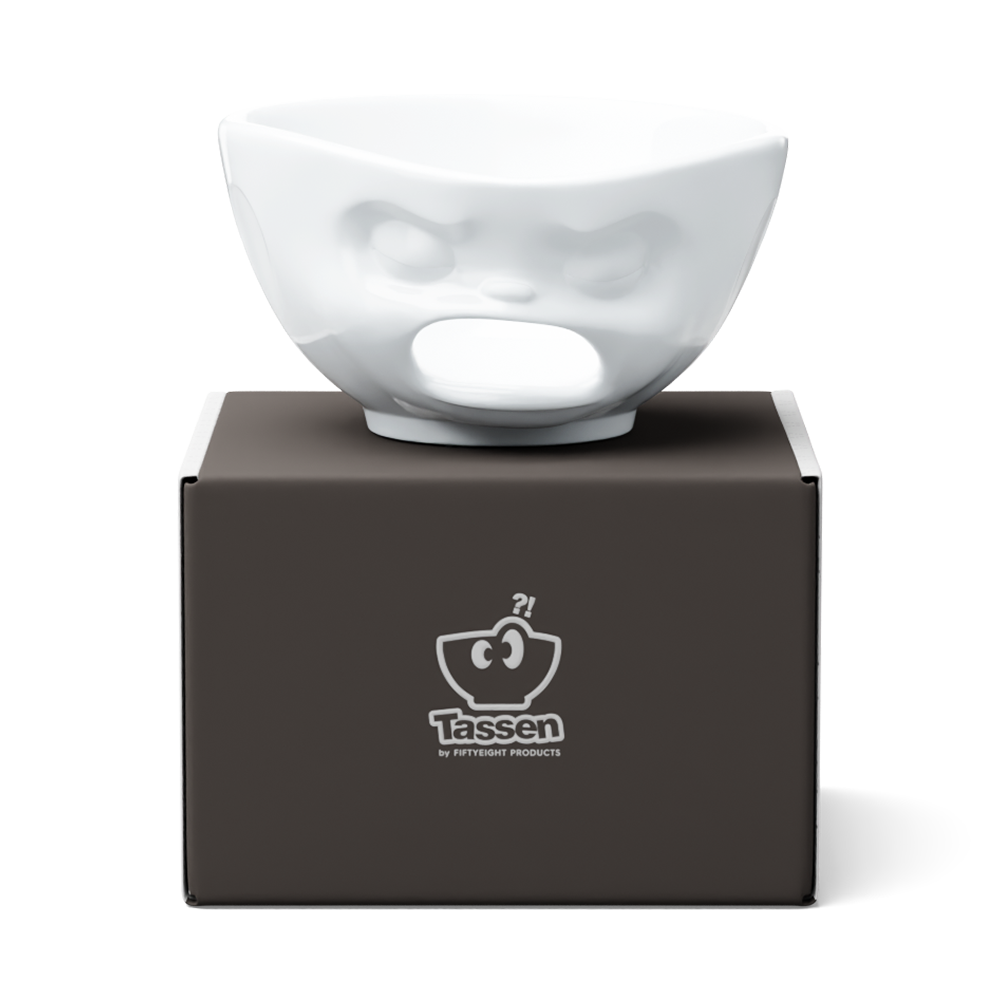 Premium extra large porcelain bowl in white from the porcelain product family of fun dishware by FIFTYEIGHT Products. Offers 33 oz capacity with hole in front for fun effect to serve snacks. Dishwasher and microwave safe bowl featuring a sculpted ‘barfing’ facial expression. Shipped in exclusively designed gift box.