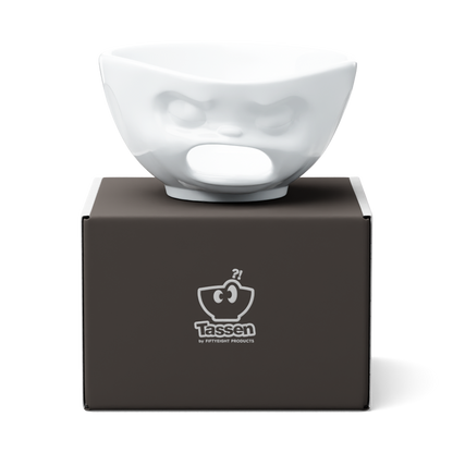 Premium extra large porcelain bowl in white from the porcelain product family of fun dishware by FIFTYEIGHT Products. Offers 33 oz capacity with hole in front for fun effect to serve snacks. Dishwasher and microwave safe bowl featuring a sculpted ‘barfing’ facial expression. Shipped in exclusively designed gift box.