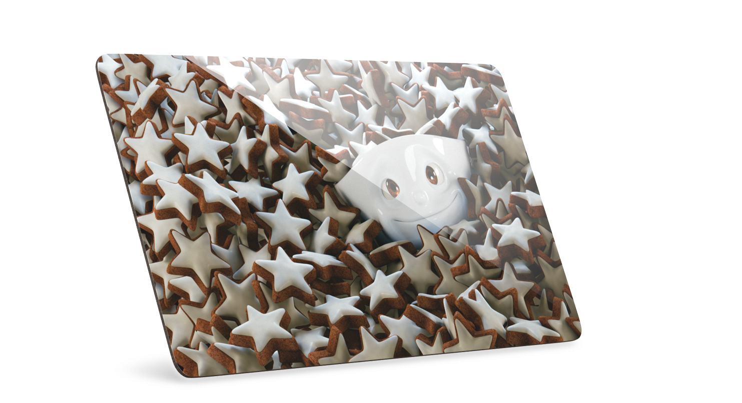 Serve a sandwich on a fun board with the "Cinnamon Stars" design from the TASSEN series of trusty breakfast boards, perfect for making sandwiches or eating breakfast. Crafted in Germany from resopal.